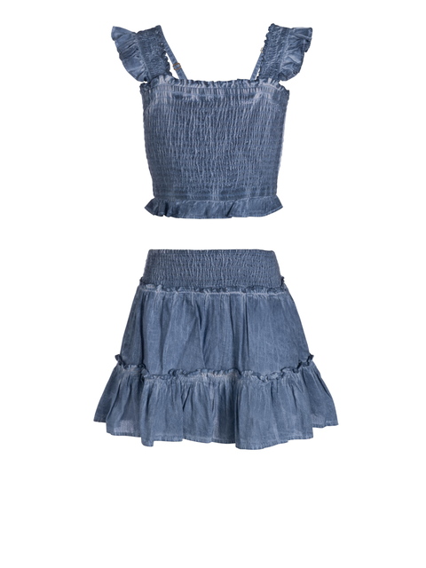 Kayla Smocked Bodice Top 
Ruffle Skirt Set (Toddler, Little Kids, Big Kid))