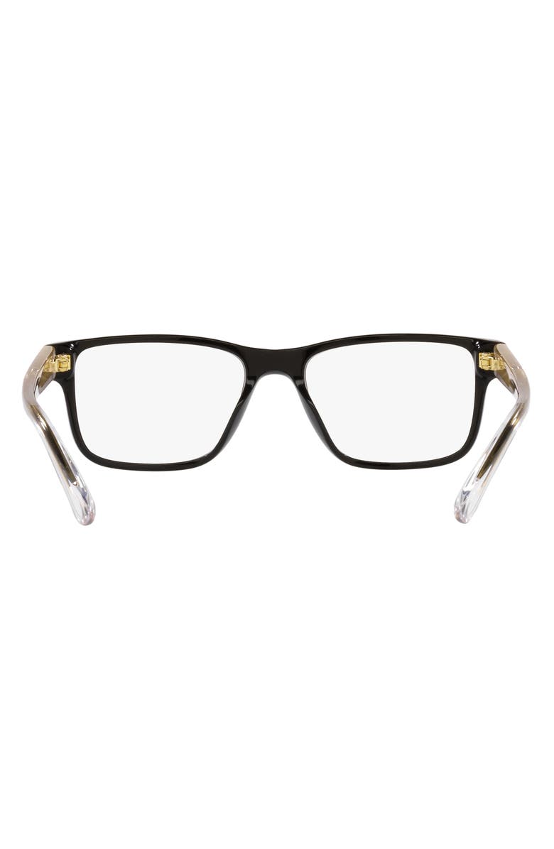 Versace 47mm Rectangular Optical Glasses, Alternate, color, Black