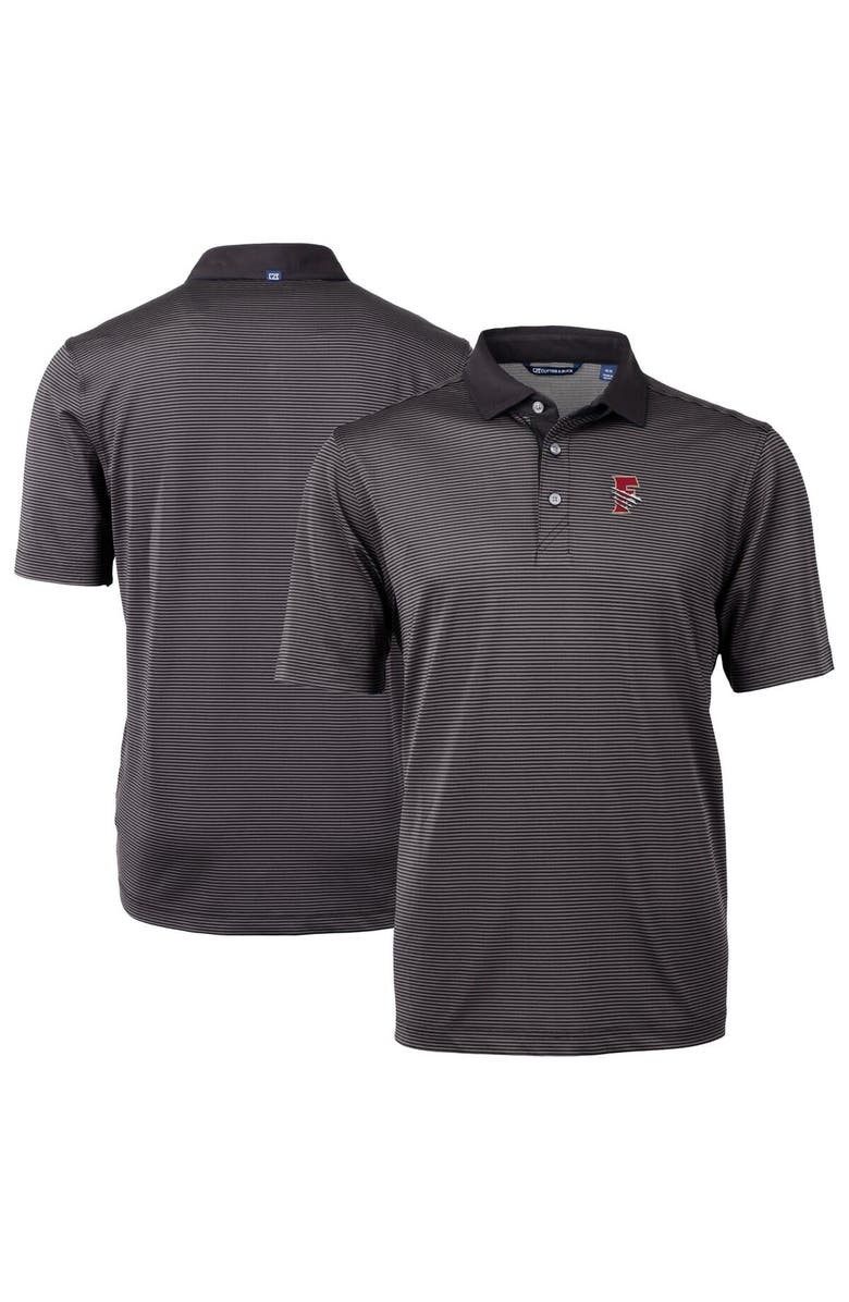 Cutter & Buck Men's Cutter & Buck Black Fresno Grizzlies Big & Tall Virtue Eco Pique Micro Stripe Recycled Polo, Main, color, 