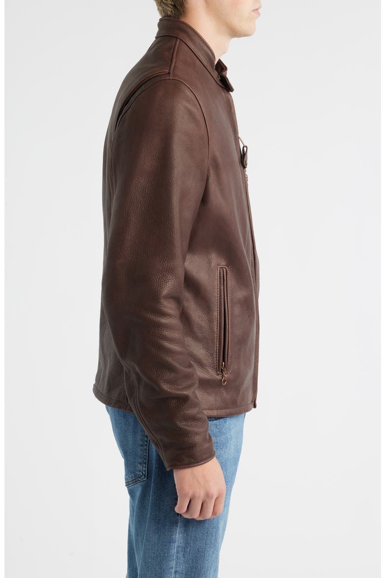 Café Racer Oil Tanned Leather Moto Jacket, Alternate, color, DARK BROWN