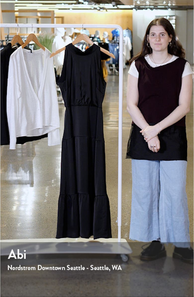 High Neck Sleeveless Satin Dress, sales video thumbnail