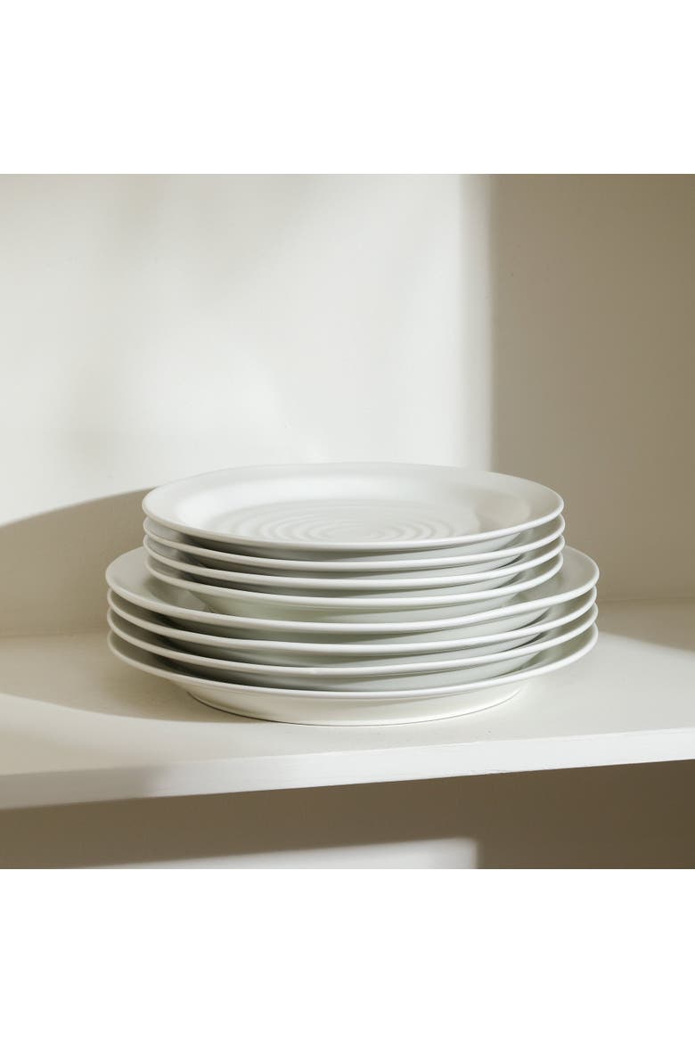 Orbit Stoneware 12-Piece Dinnerware Set with Pasta Bowls, Alternate, color, White