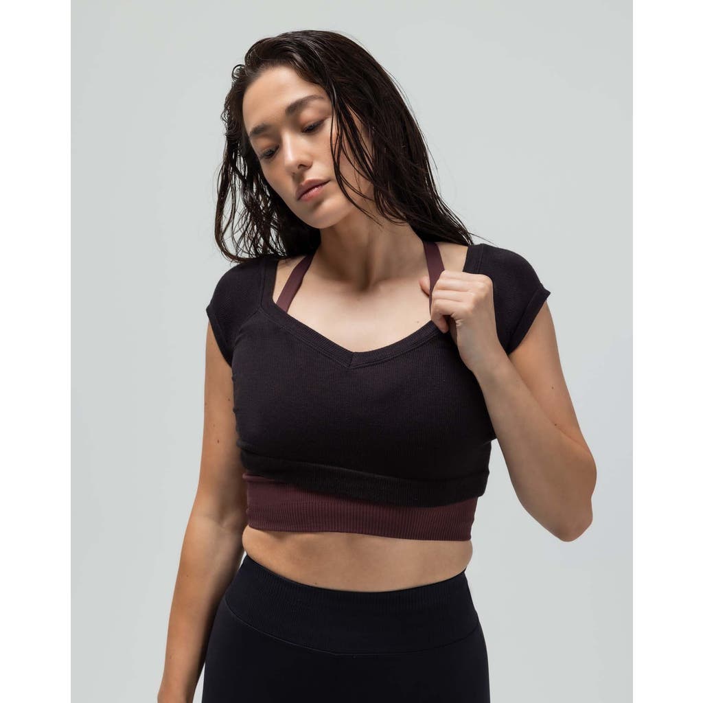Reformer Ribbed Cap Sleeve Crop Top In Purple