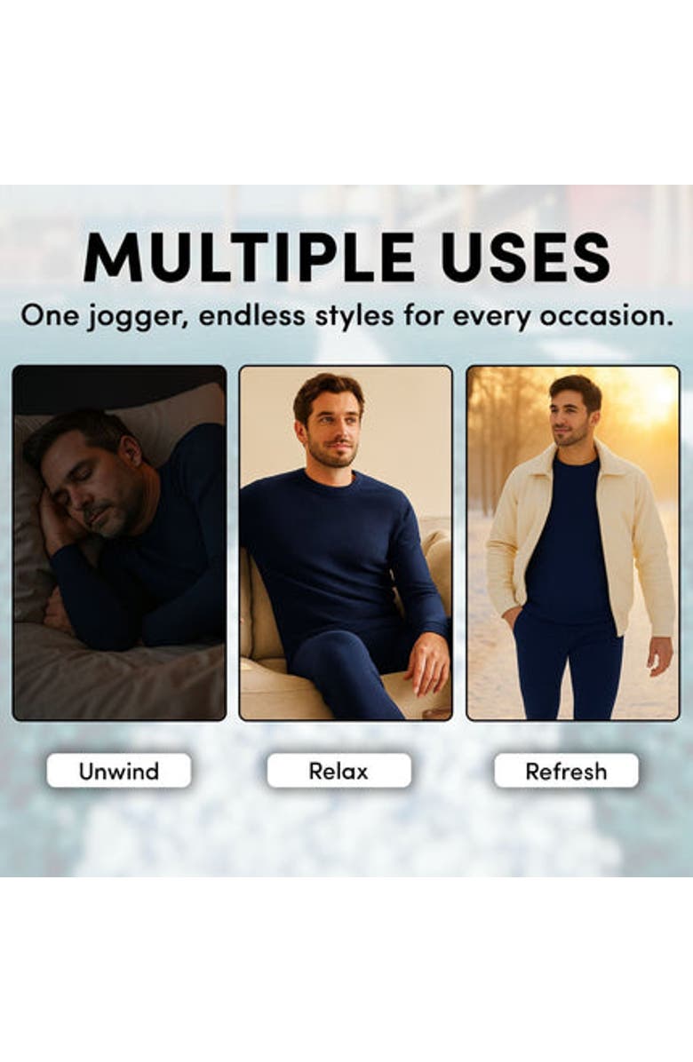 BenBen Mens 2 Pack Thermal Set 4 Piece Top and Bottom Full Sets, Alternate, color, Black/Charcoal