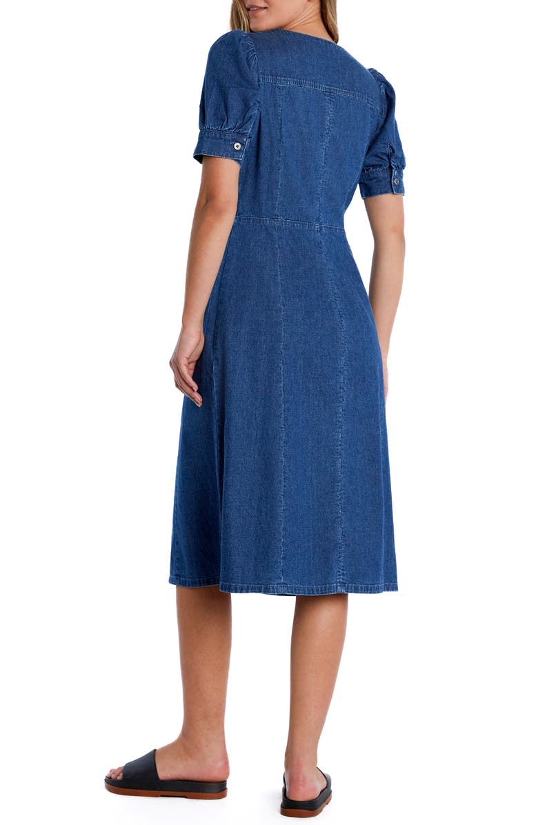 Wash Lab Denim Jolie Puff Sleeve Denim Midi Dress, Alternate, color, 