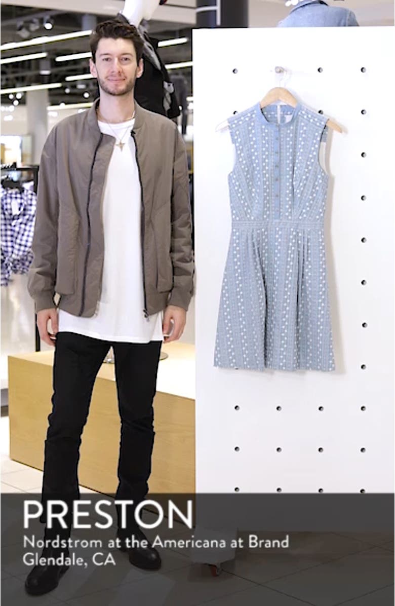 Quinn Embroidered Chambray Fit & Flare Dress, sales video thumbnail