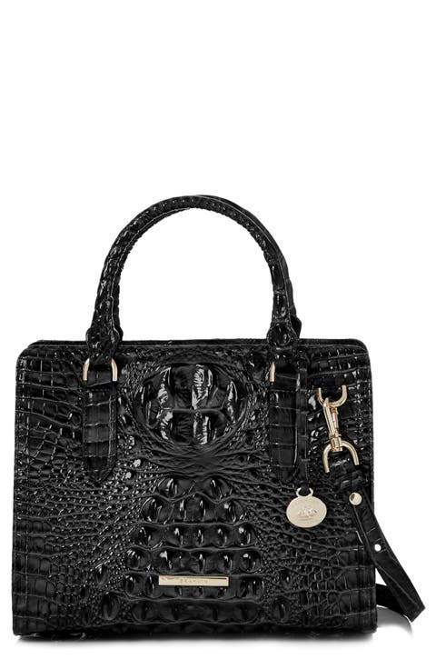 Cami Croc Embossed Leather Satchel