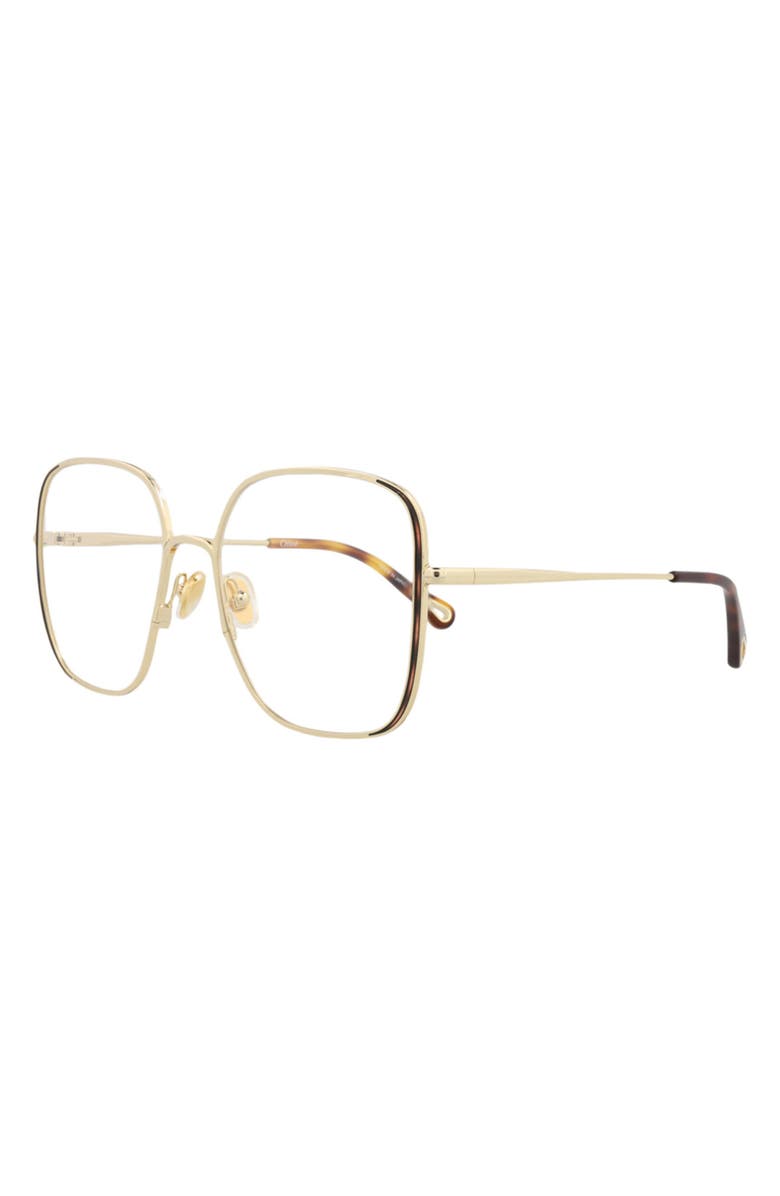 Chloé 55mm Square Optical Glasses, Alternate, color, Light Gold Transparent