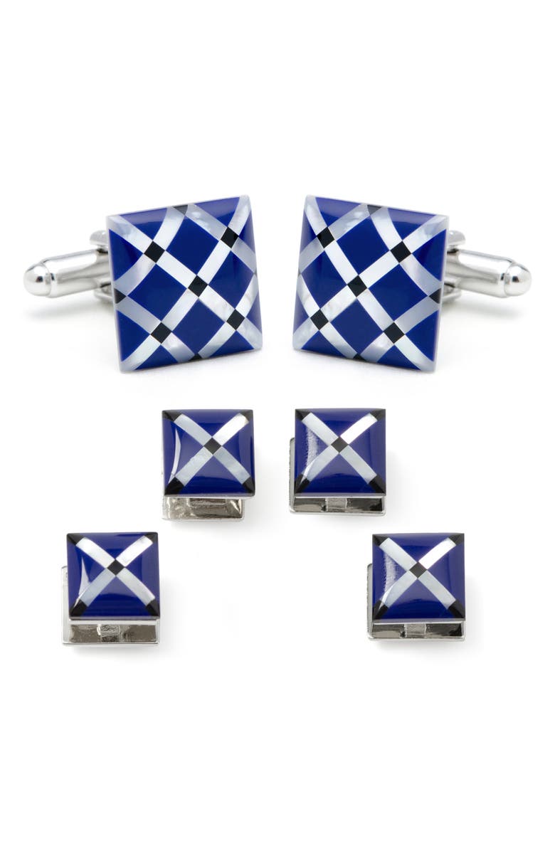Cufflinks, Inc. Mother-of-Pearl Diamond Cuff Link & Stud Set, Main, color, 