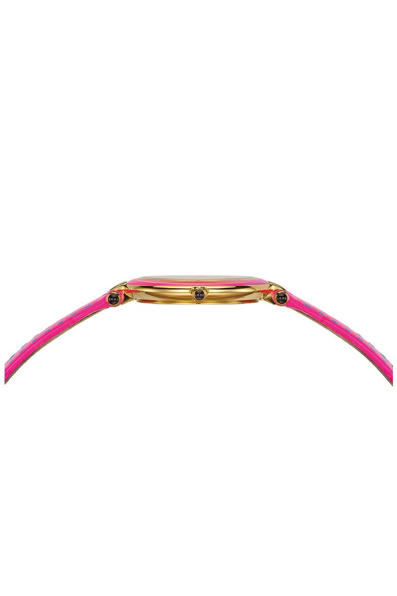 Haute Elegance Leather Strap Watch, 30mm, Alternate, color, STAINLESS STEEL PINK PVD