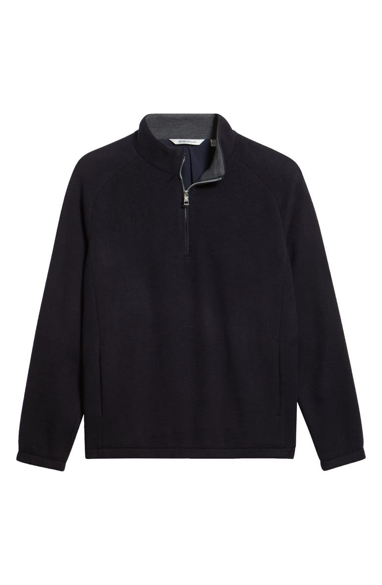 Peter Millar Crown Crafted Flex Merino Wool Quarter Zip Pullover, Alternate, color, Navy