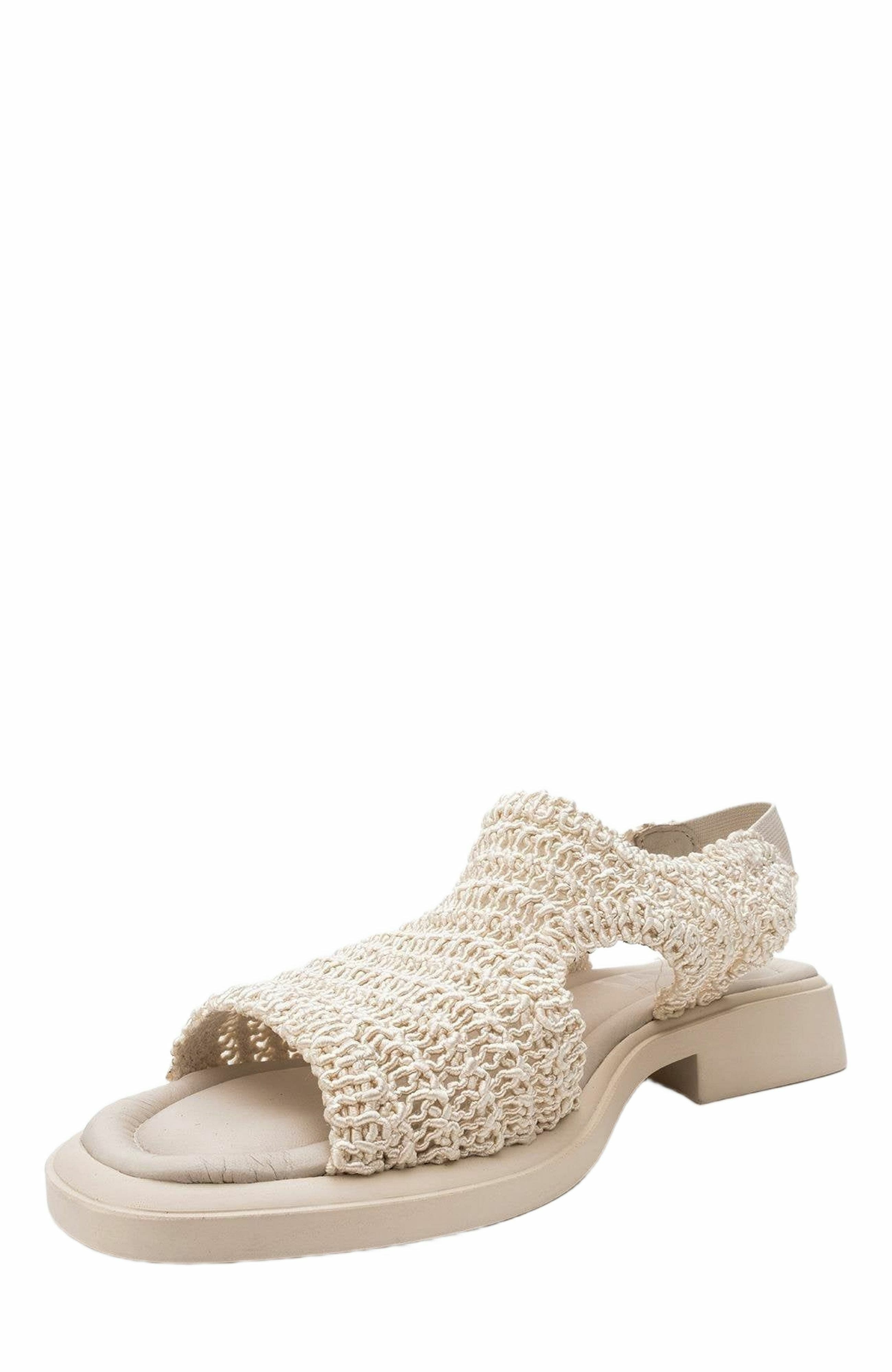 Forever & Always Shoes Weave Leather Woven Sandal, Alternate, color, Beige Leather