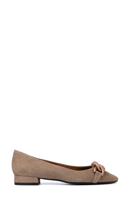 Aquatalia Palina Suede Chain Ballerina Flats In Taupe