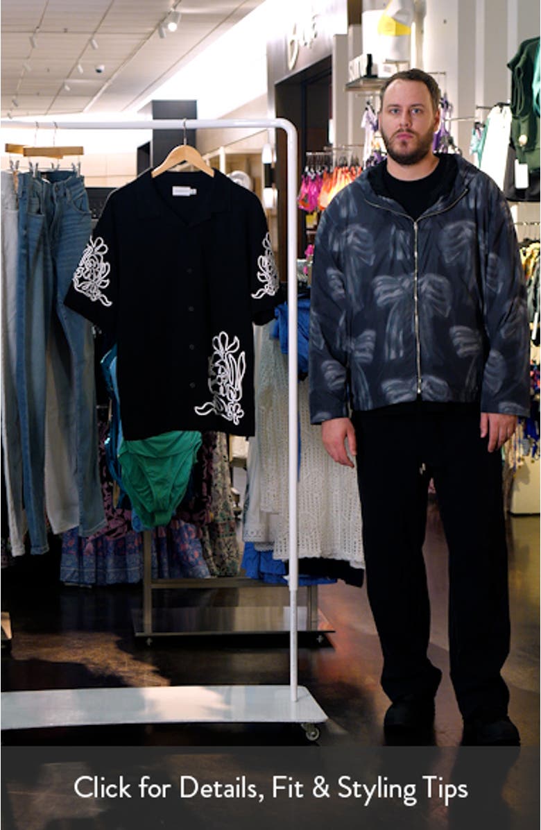 Embroidered Oversize Cotton Jersey Camp Shirt, sales video thumbnail