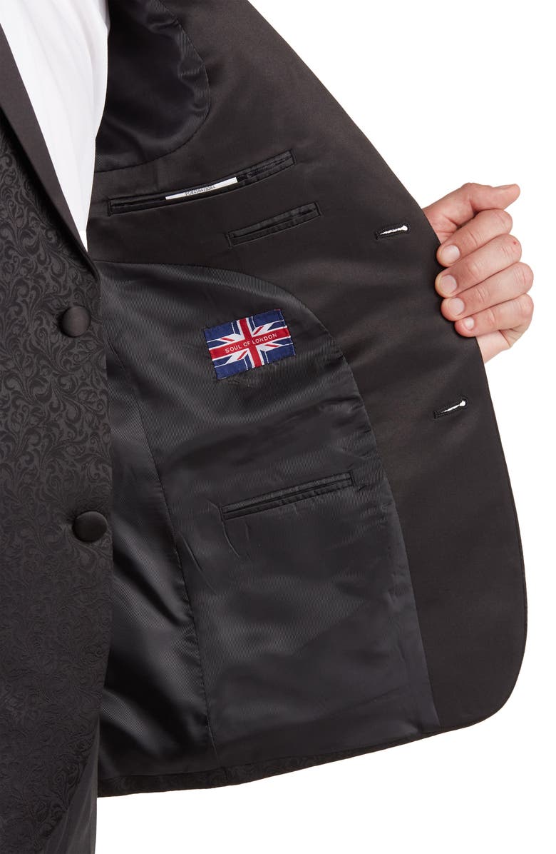 SOUL OF LONDON Tonal Paisley Suit, Alternate, color, Black