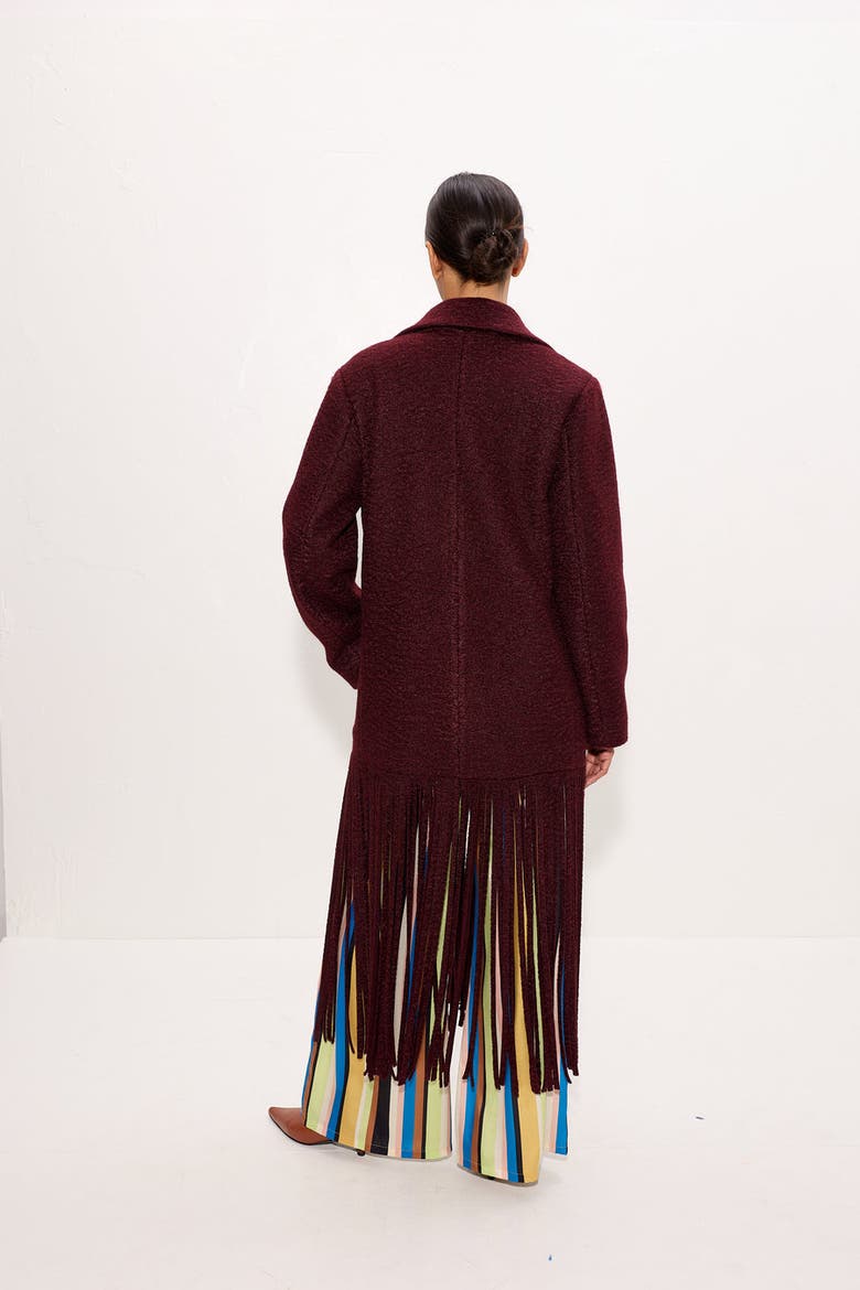 Vero Fringe Coat, Alternate, color, Bordeaux