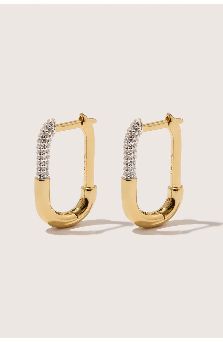 Otiumberg 14kt Gold Vermeil Pavé Staple Hoop Earrings, Main, color, Yellow Toned Gold