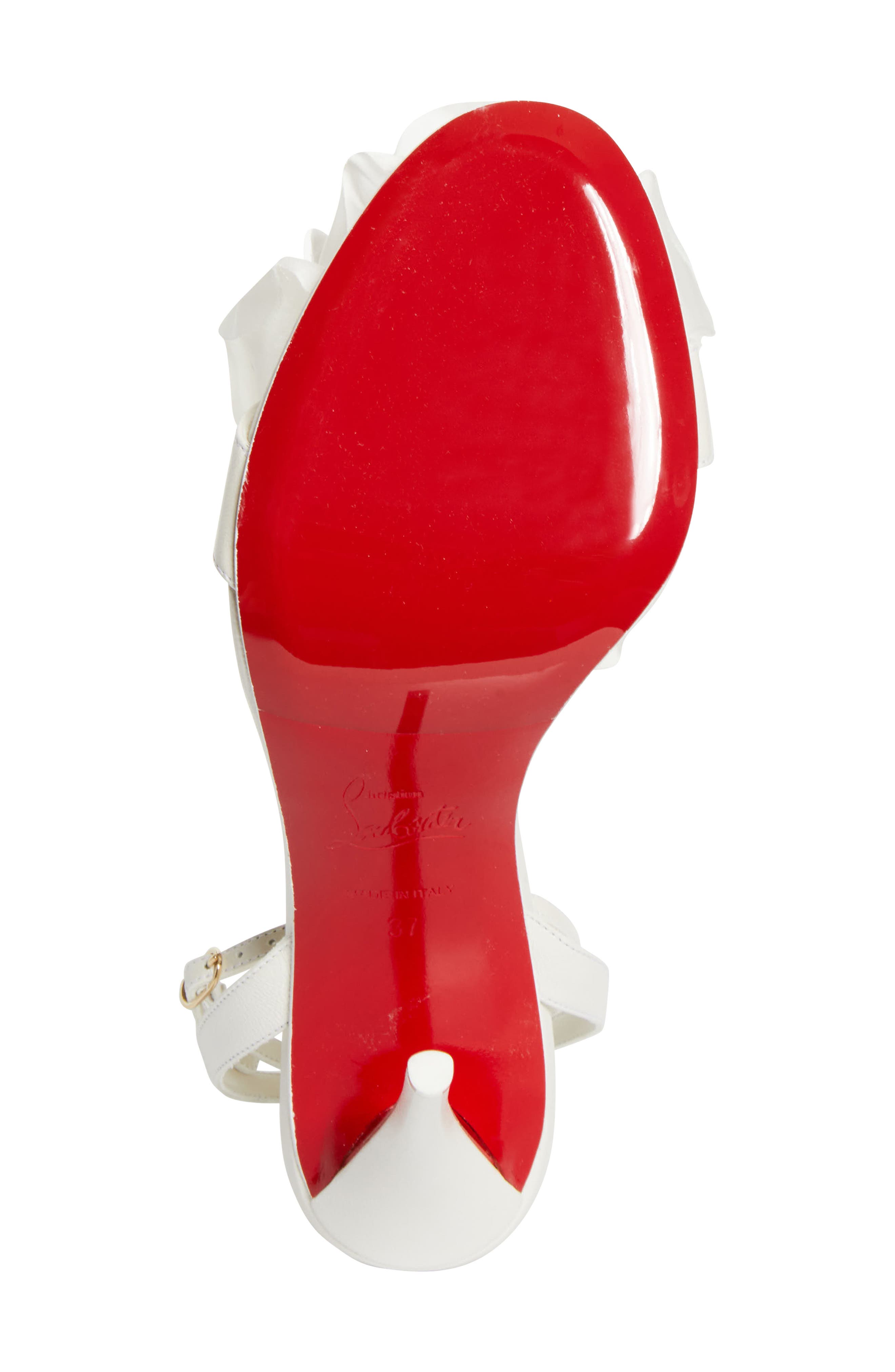 Christian Louboutin Miss Z Flora Ankle Strap Sandal, Alternate, color, Bianco/ Ivoire/ Lin Snow