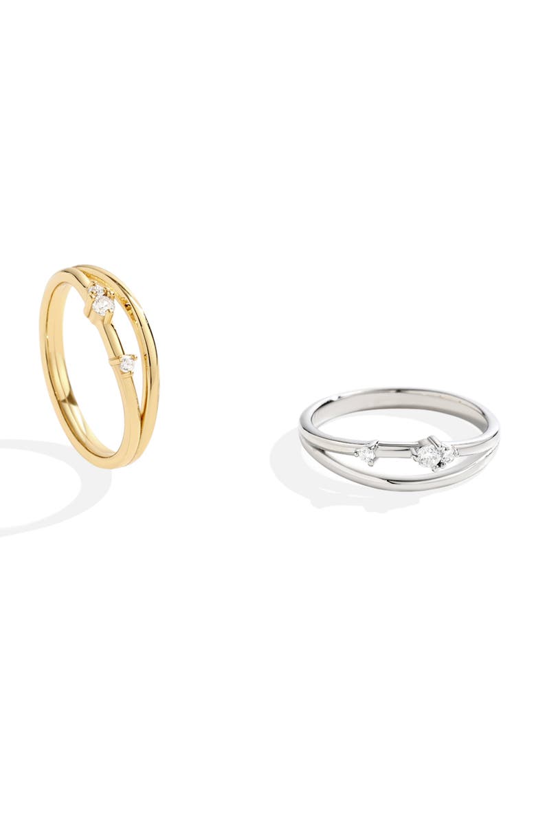 Mint & Lily Crescent Moon Cubic Zirconia Ring, Alternate, color, 925 Sterling Silver