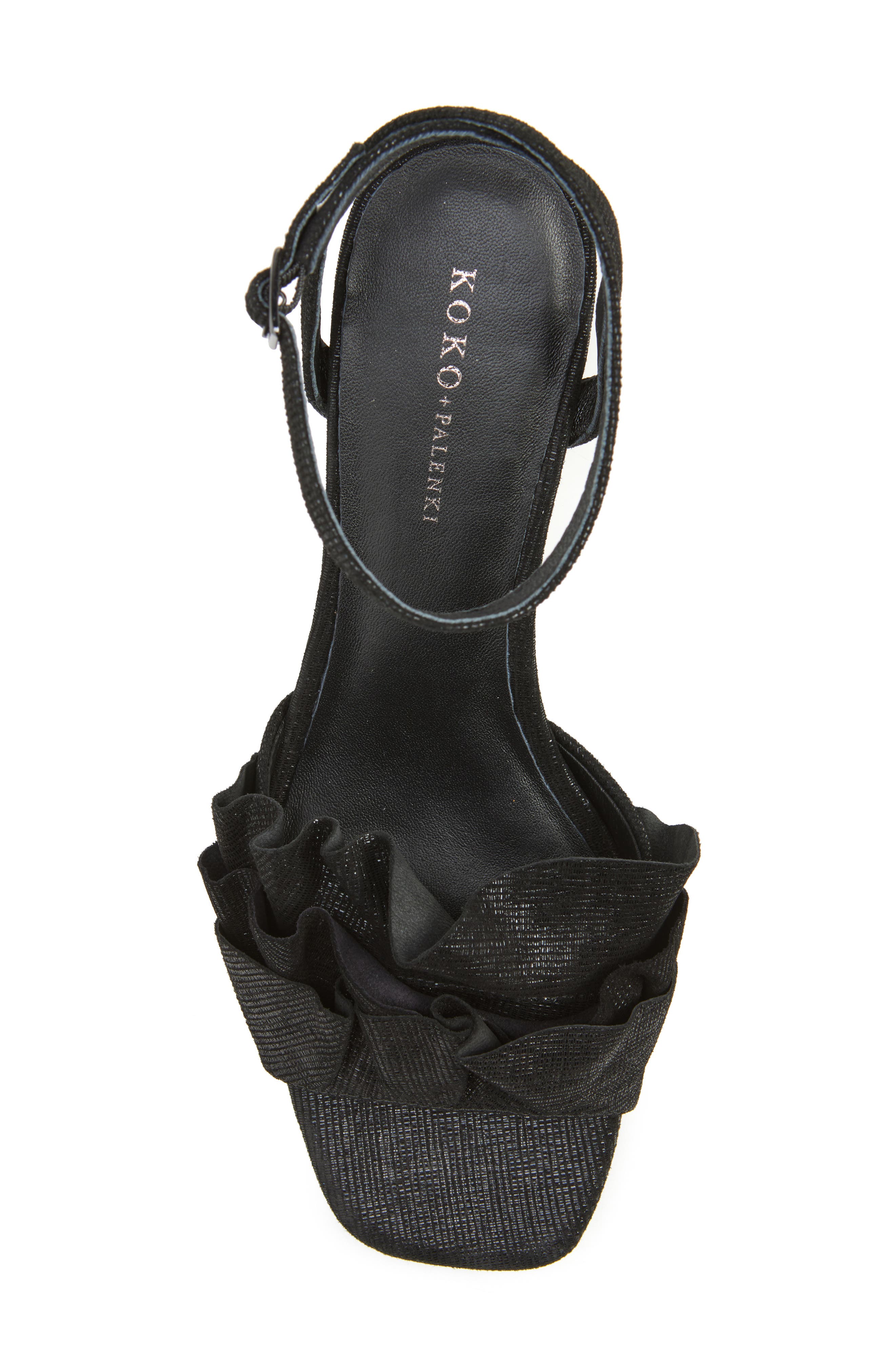 KOKO + PALENKI Serenity Square Toe Sandal, Alternate, color, Black Metallic Leather