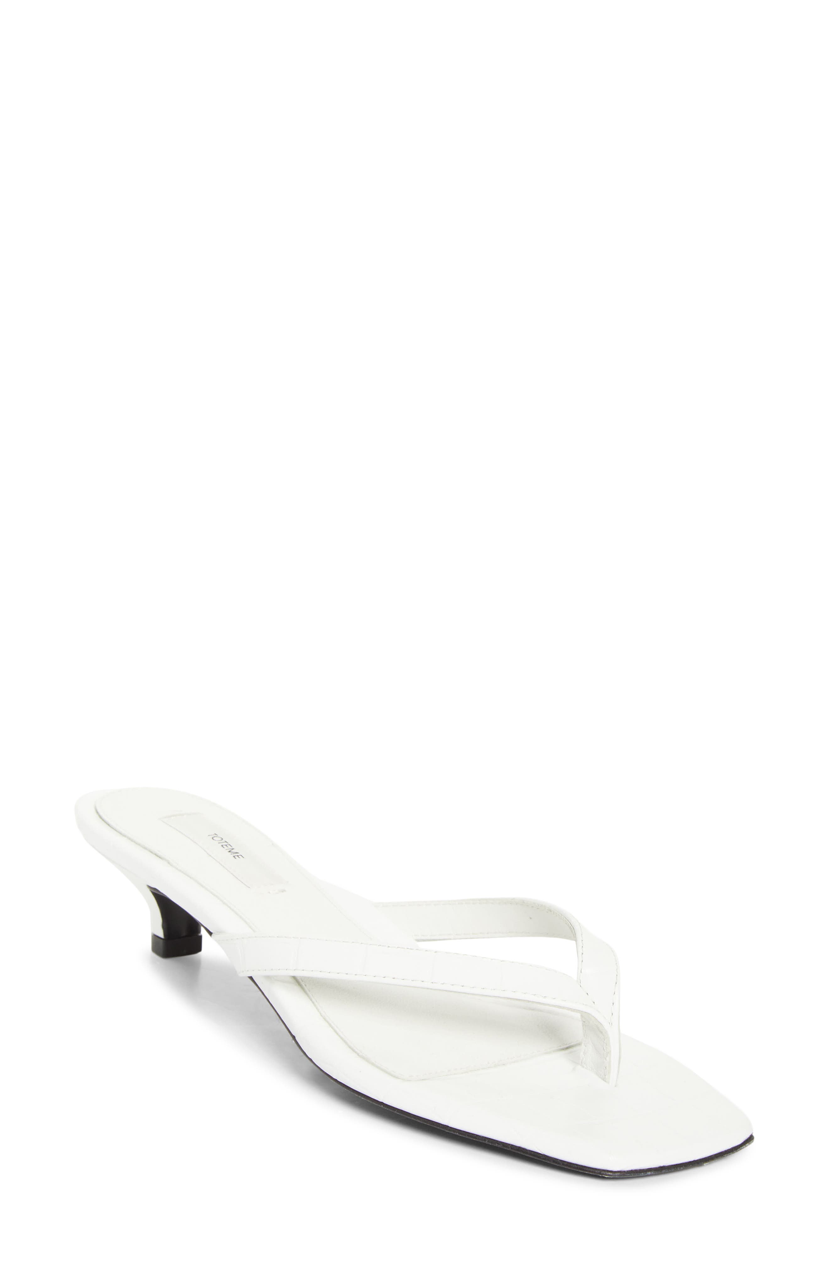 TOTEME Croc Embossed Kitten Heel Flip Flop, Main, color, White