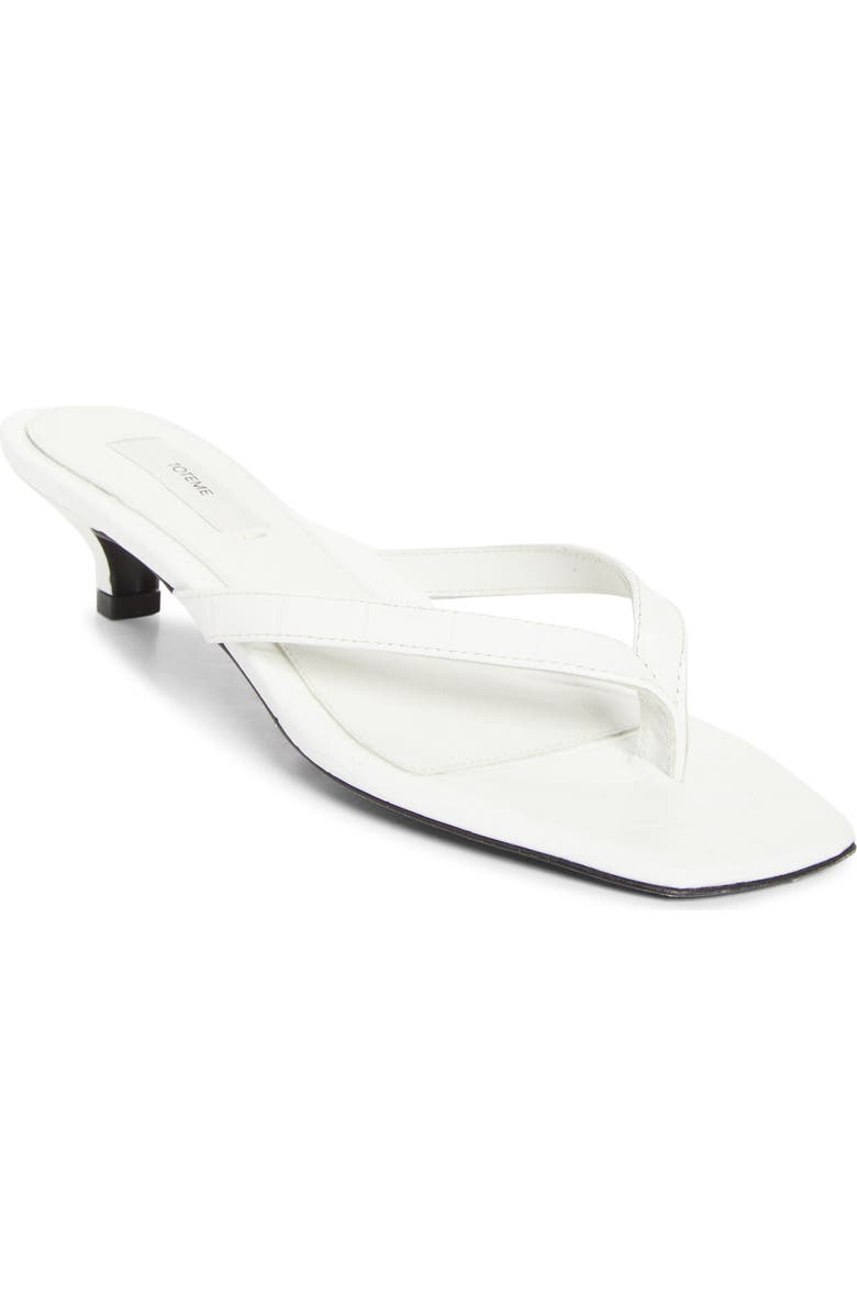TOTEME Croc Embossed Kitten Heel Flip Flop, Main, color, White