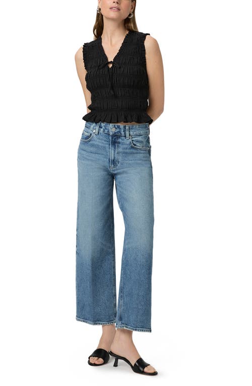 Shop Paige Devi Sleeveless Smocked Top In Black