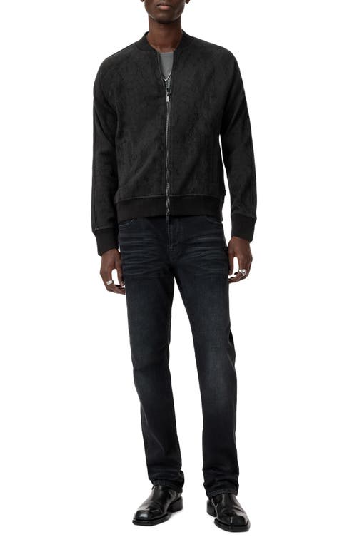 John Varvatos Riggins Python Jaquard Cotton Stretch Blend Bomber Jacket In Black