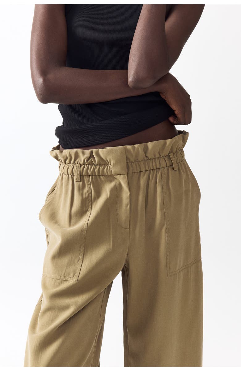 H&M Barrel Paper Bag Trousers, Alternate, color, Light Khaki Green