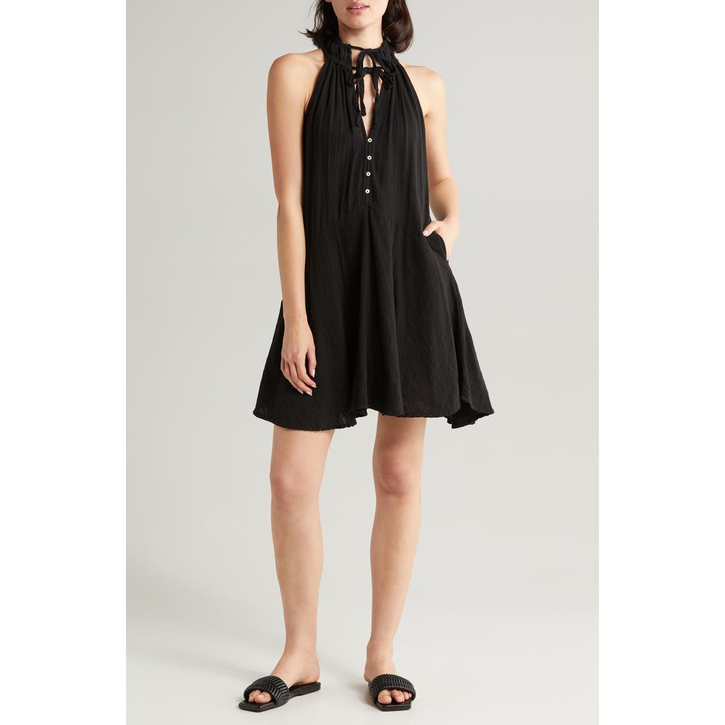 ELAN ELAN BUTTON FRONT COTTON COVER-UP MINIDRESS