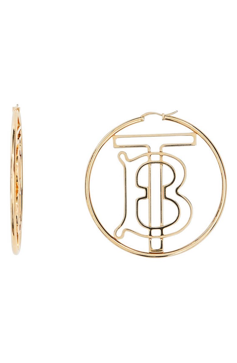 Burberry TB Monogram Outline Hoop Earrings, Alternate, color, 