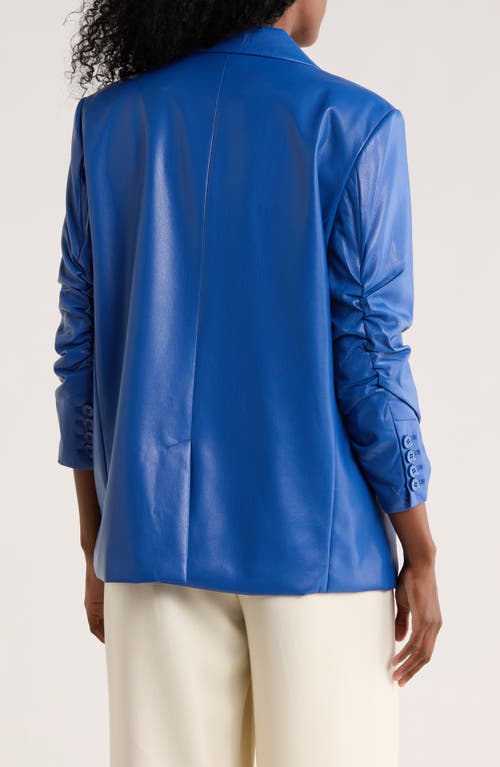 Love Token Doris Faux Leather Blazer In Blue