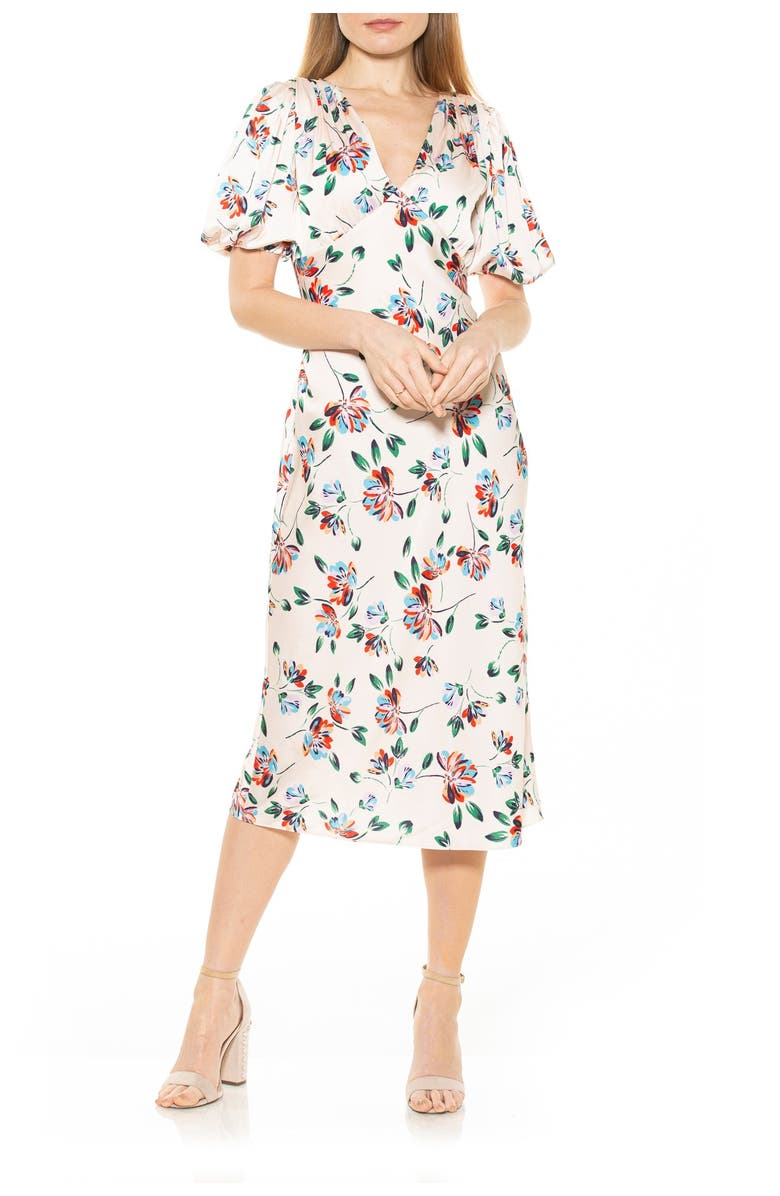 Alexia Admor Vintage Inspired Puff Sleeve Midi Dress, Main, color, 