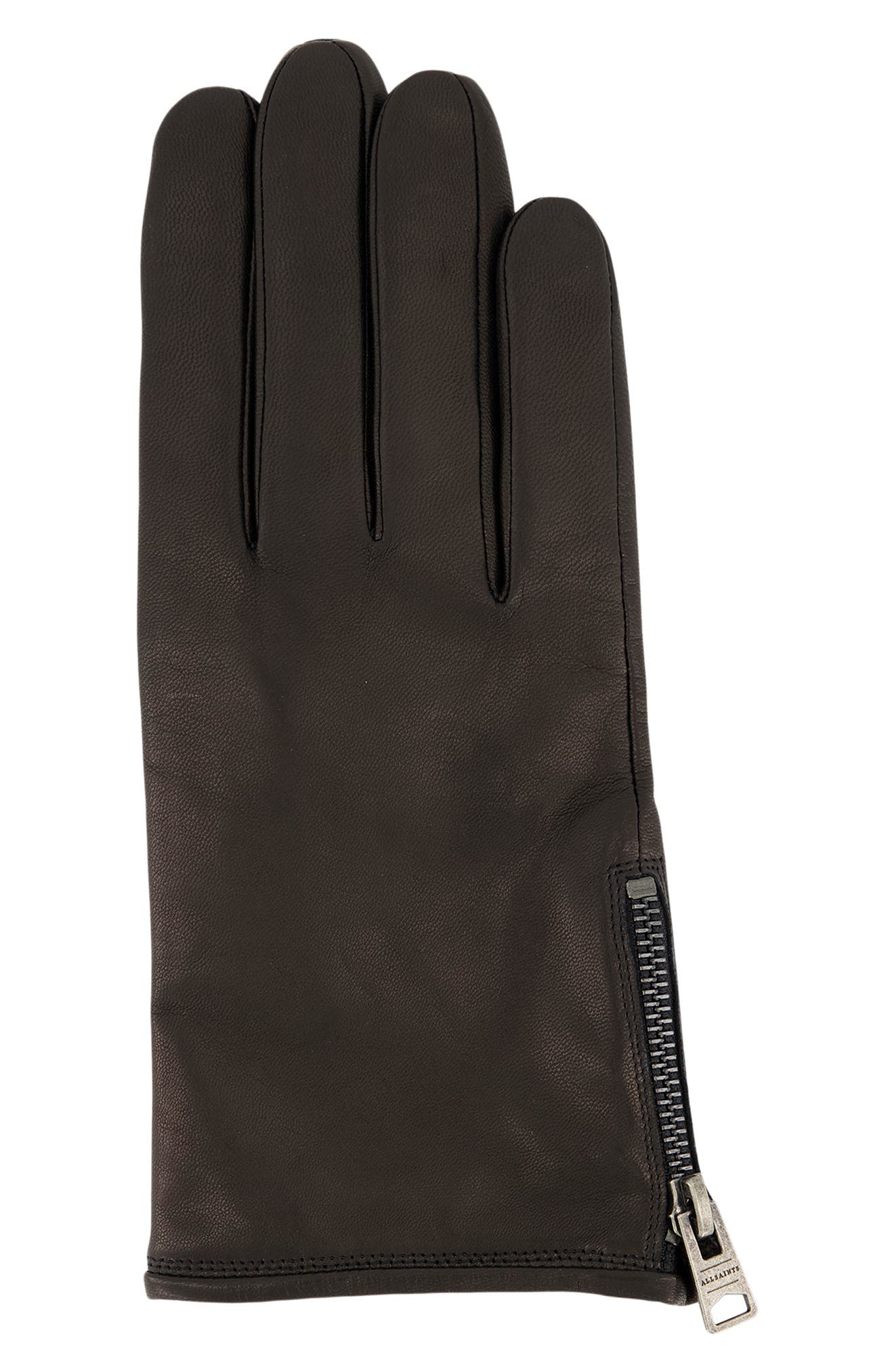 ALLSAINTS ブラックレザー手袋 ジッパー付き Zip Leather Gloves (Men) | Nordstrom
