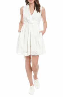 London Times Eyelet Twist Fit & Flare Dress
