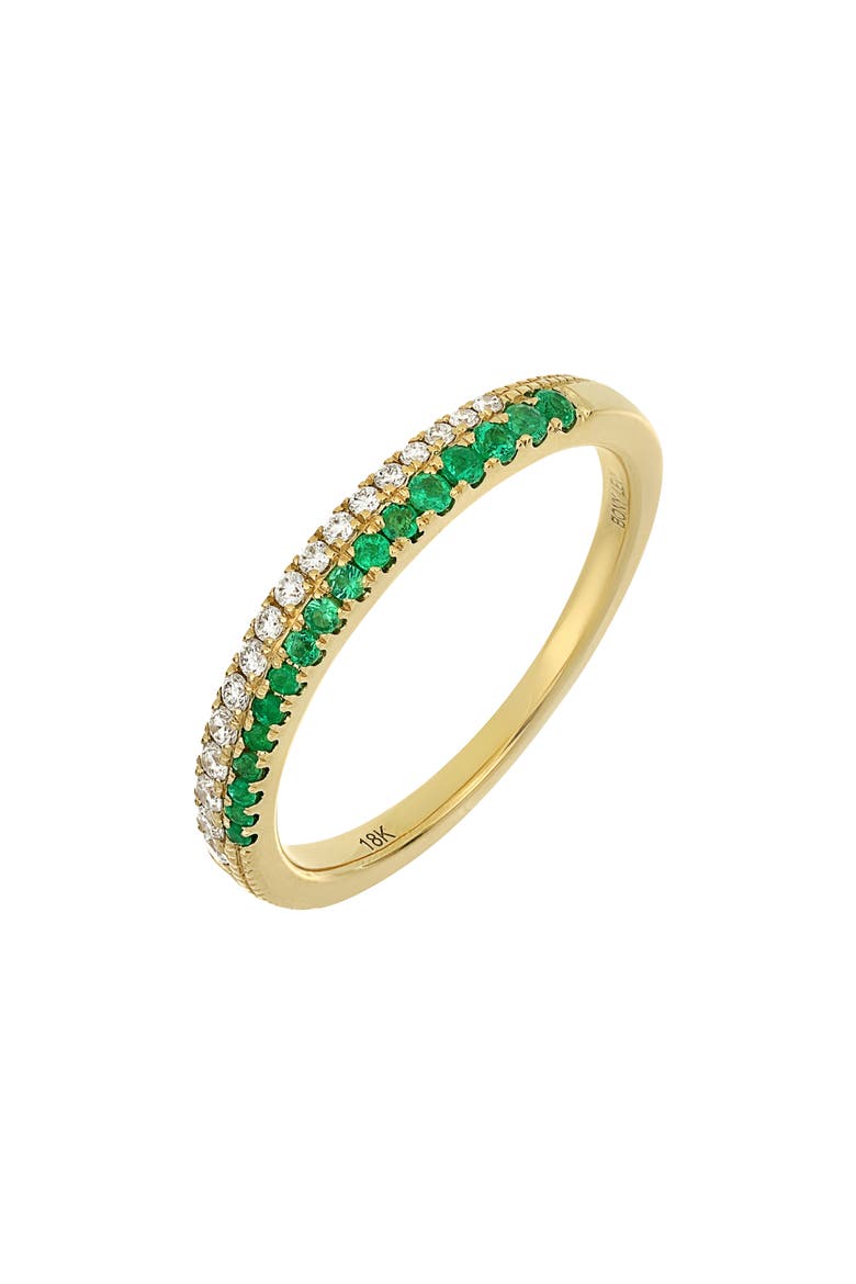 El Mar Two-Row Diamond & Emerald Ring (Nordstrom Exclusive), Main, color, 18K YELLOW GOLD EMERALD