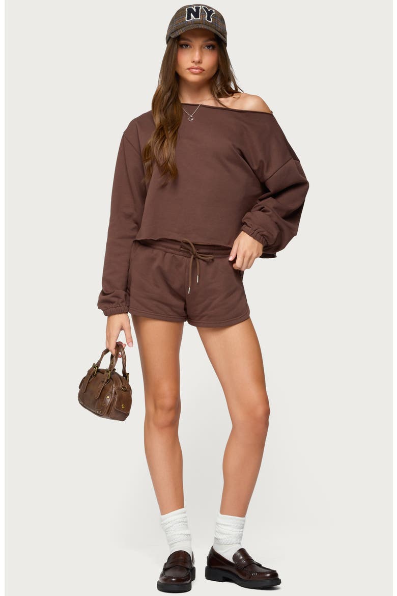 Kordelia One-Shoulder Sweatshirt, Alternate, color, BROWN