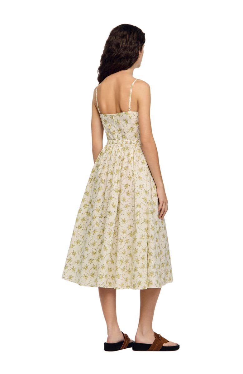 SANDRO Floral maxi dress with straps, Alternate, color, Olive / Ecru