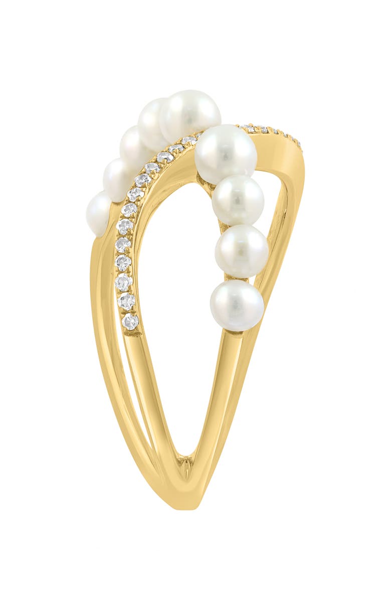 EFFY 14K Yellow Gold Cultured Freshwater Pearl & Diamond Ring, Alternate, color, White