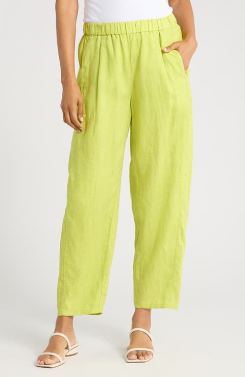 Pleated Organic Linen Lantern Pants