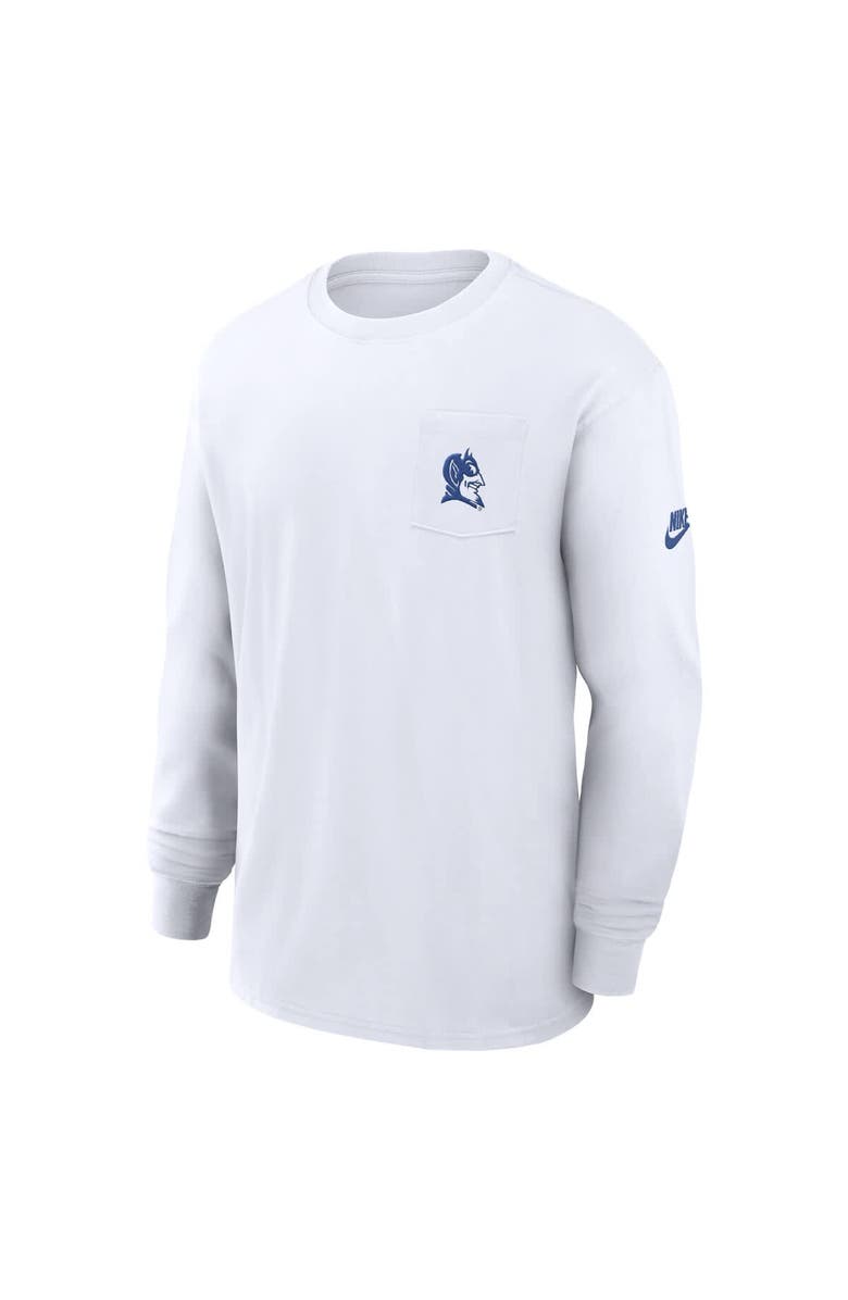 Nike Men's Nike White Duke Blue Devils Legacy Max90 Pocket Long Sleeve T-Shirt, Alternate, color, 