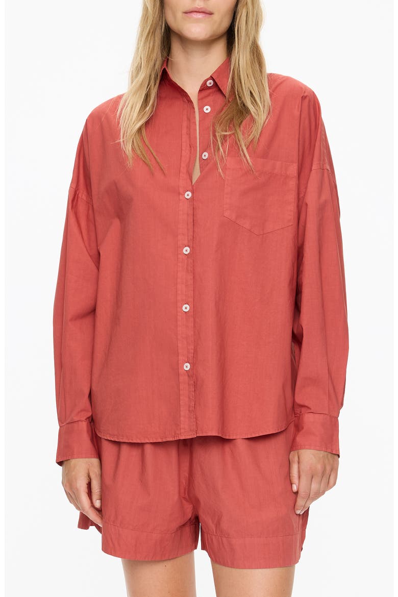 Chiara Button-Up Shirt, Main, color, HENNA