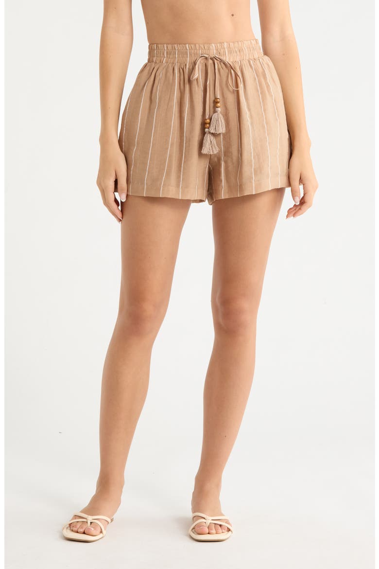 Drawstring Cover-Up Shorts, Main, color, TAN
