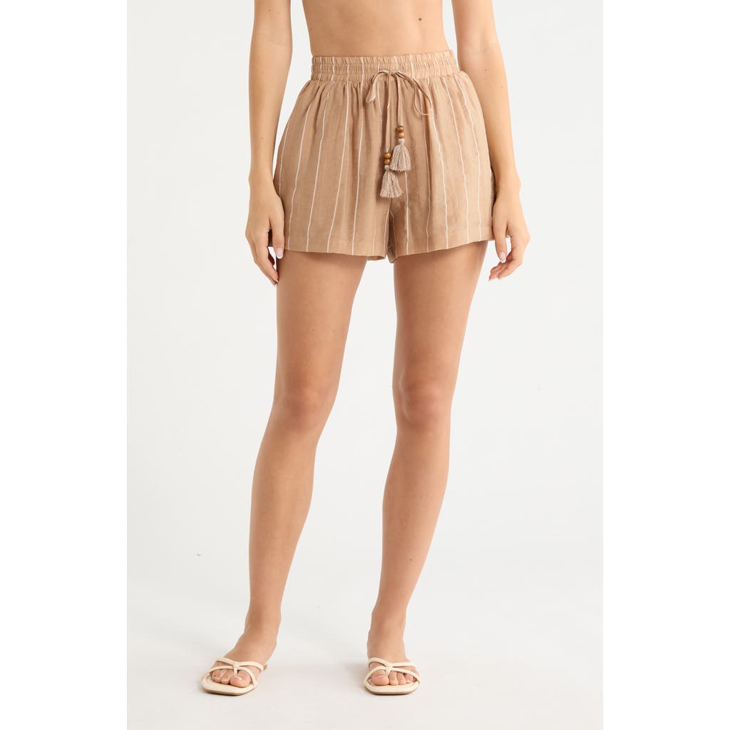 Elan Drawstring Cover-up Shorts In Brown