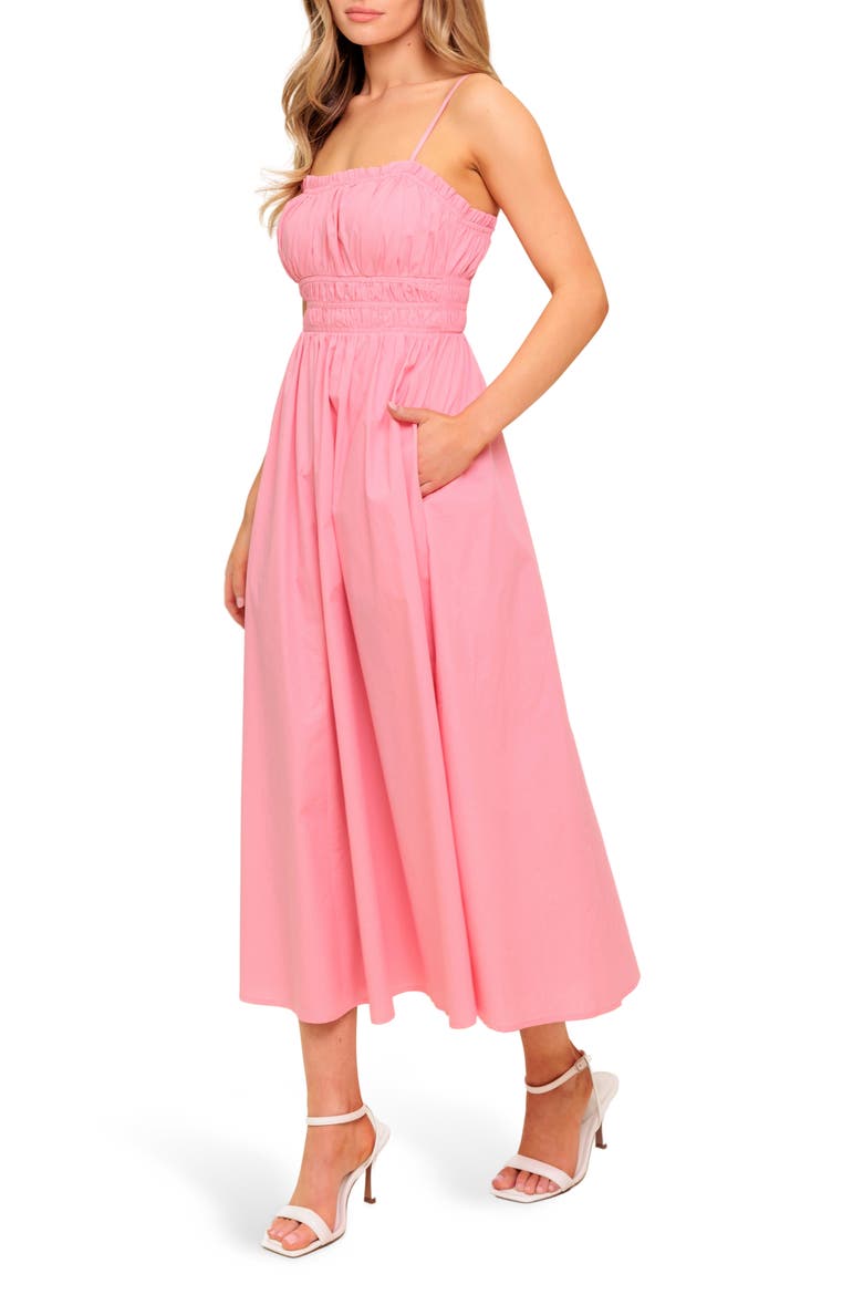 Ruched Midi Dress, Alternate, color, PINK
