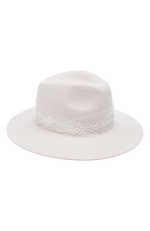 Veil Trimmed Wool Fedora