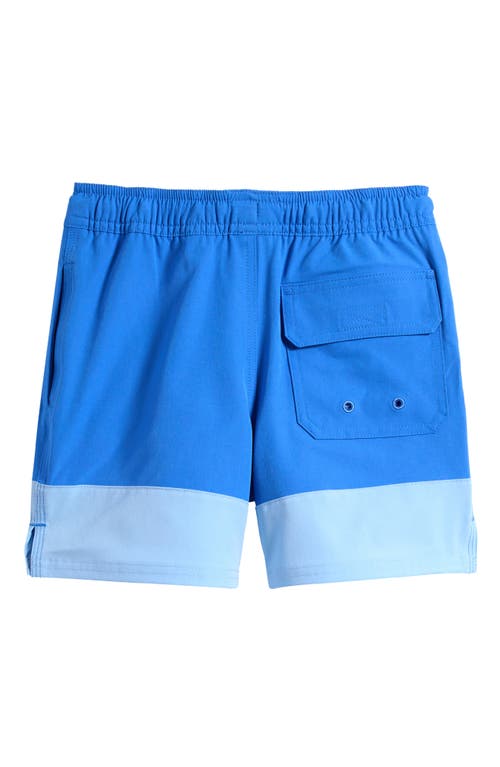 Vineyard Vines Kids' Chappy Colorblock Swim Trunks In Tide Blue