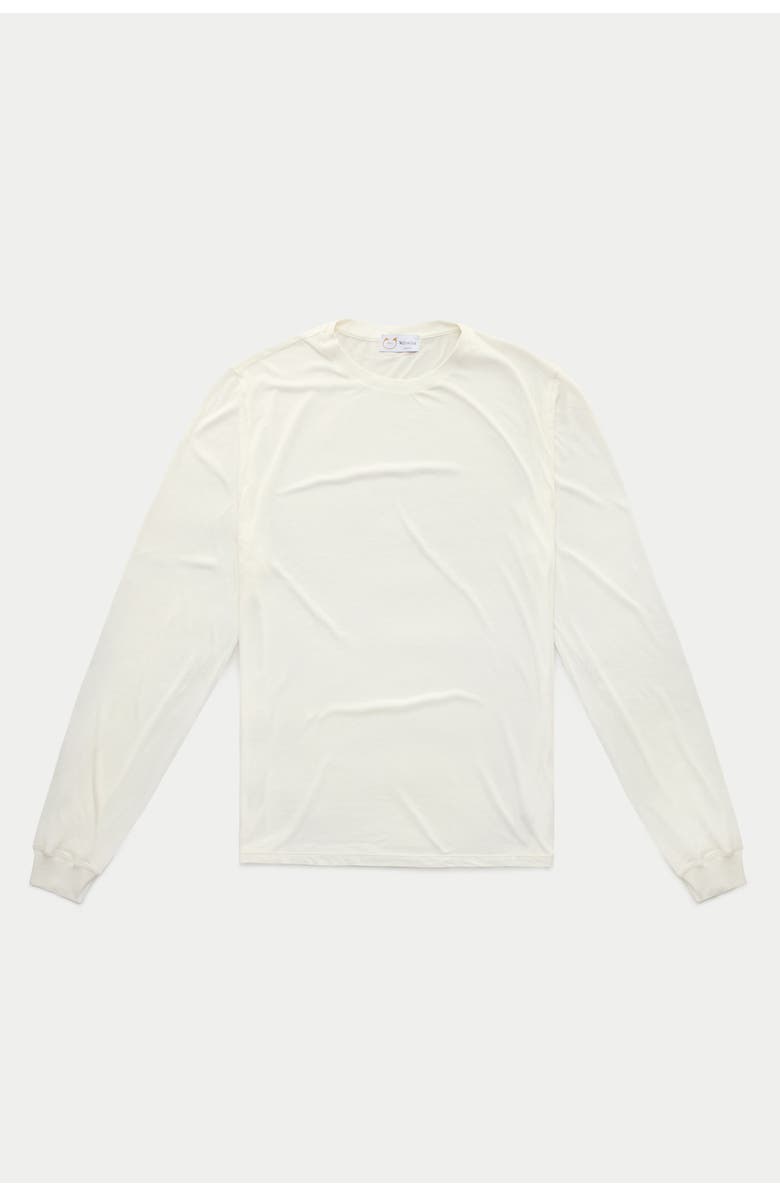 Wolf Vs. Goat (WvG) Light Weight viscose Sorona Long Sleeve Crew Neck T-Shirt, Main, color, Milk Frost