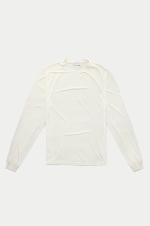 Wolf Vs. Goat (wvg) Light Weight Viscose Sorona Long Sleeve Crew Neck T-shirt In White