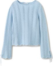 MANGO Mixed Open Stitch Long Sleeve Cotton Sweater
